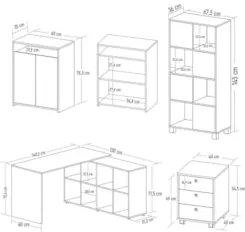 Conjunto Escritório Home Office 4 Peças Nil A06 Preto - Mpozenato