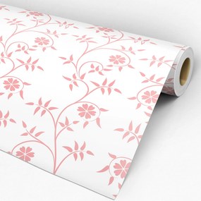 Papel de parede adesivo floral rosa e branco
