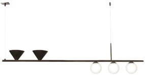 Pendente Durness Retangular Misto 120X10X33Cm Com Globos Ø10Cm 03Xg9 E... (GRAFITE)