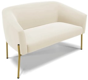 Sofá 2 Lugares Namoradeira Pé de Ferro Dourado Stella Veludo D03 - D'Rossi - Bege