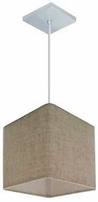 Lustre Pendente Quadrado Md-4223 Cúpula em Tecido 15/13x13cm Rustico Bege - Bivolt