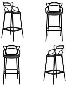 Kit 04 Banquetas Aviv Polipropileno Preto - 73446 Sun House