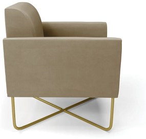 Poltrona Marisa Suede Base X Industrial Dourado D03 - D'Rossi - Marrom Rato