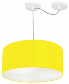 Lustre Pendente Cilíndrico Com Desvio Amarelo MJ-4147 Para Mesa de Jantar e Estar