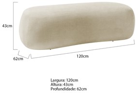 Puff Decorativo Itália 120cm Sala Escritorio Luxo Bouclé - ADJ Decor