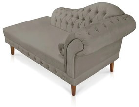 Divã Recamier Capitonê Mônaco 165 cm Suede Pés Chanfrado - D'Rossi - Marrom Rato