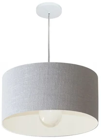 Lustre Pendente Cilíndrico Md-4203 Cúpula em Tecido 45x21cm Rustico Cinza - Bivolt