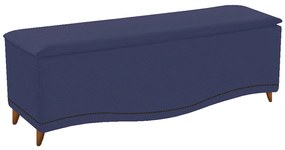 Calçadeira Estofada Yasmim 140 cm Casal Corano Azul Marinho - ADJ Decor
