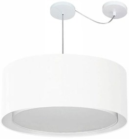 Lustre Pendente Cilíndrico Com Desvio Md-4318 Cúpula em Tecido 60x30cm Branco - Bivolt