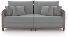 Sofá Living Montecarlo 2 Lugares Bipartido 192cm Pés em Madeira Veludo/PU Cinza G33 - Gran Belo