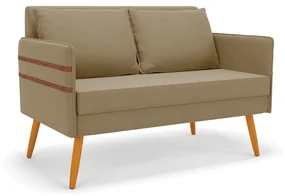 Namoradeira 02 Lugares Mari Suede Pés Palito Castanho - D'Rossi - Marrom Rato