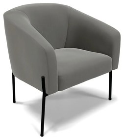 Poltrona Decorativa Pé de Ferro Preto Stella Suede Grafite D03 - D'Rossi