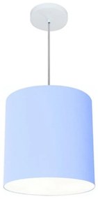 Lustre Pendente Cilíndrico Md-4036 Cúpula em Tecido 30x31cm Azul Bebê - Bivolt