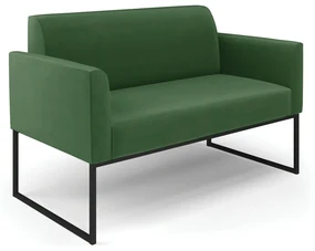 Sofá Namoradeira Base Industrial Preto Marisa Suede Verde D03 - D'Rossi