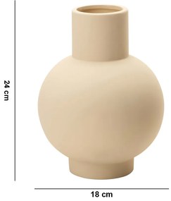 Vaso Decorativo em Cerâmica para Sala de Estar Bege 24 cm M02 - D'Rossi