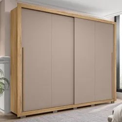 Guarda Roupa Casal 2 Portas de Correr 245cm Praticus Buriti/Fendi - Ca