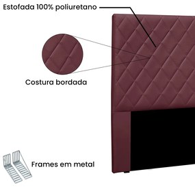 Cabeceira Cama Box Queen 160 cm Dubai Veludo Vinho S04 - D'Rossi