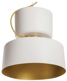 Pendente Cacharrel Ø29,5X29Cm 1Xe27 | Usina 16718/30 (DR-V / BT - Dourado Fosco / Branco Texturizado)