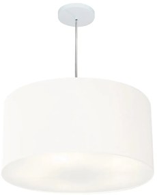 Lustre Pendente Cilíndrico Md-4215 Cúpula em Tecido 55x30cm Branco - Bivolt