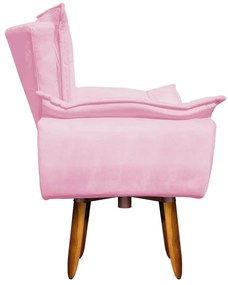 Poltrona Giratória Opala Suede Base Pés Palito 25 cm - D'Rossi - Rosa Bebê