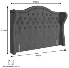 Cabeceira Cama Box Casal 140cm Antibes P02 Linho Cinza - Mpozenato