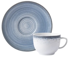 Xicara Chá 200Ml Com Pires Porcelana Schmidt - Dec. Esfera Azul Celeste 2414