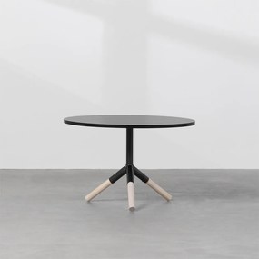Mesa de Centro Pinup Redonda Natural e Grafite – 60x40cm