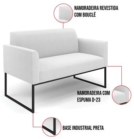 Namoradeira e 2 Poltronas Industrial Preto Marisa Bouclê Off White D03 - D'Rossi