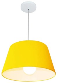 Lustre Pendente Cone Md-4039 Cúpula em Tecido 21/40x30cm Amarelo - Bivolt