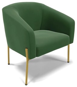 Poltrona Pé de Ferro Dourado Sala de Estar Stella Suede D03 - D'Rossi - Verde