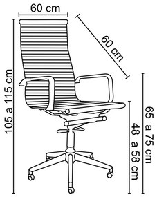 Cadeira Executiva Escritório Royal PU Sintético Preta G56 - Gran Belo