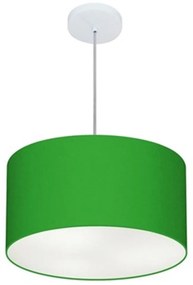 Lustre Pendente Cilíndrico Md-4099 Cúpula em Tecido 40x25cm Verde Folha - Bivolt