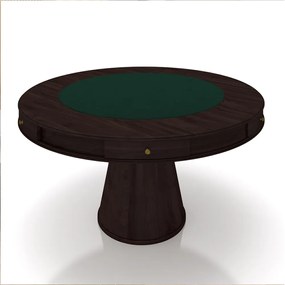 Conjunto Mesa de Jogos Carteado Bellagio Tampo Reversível e 6 Cadeiras Madeira Poker Base Cone Veludo Preto/Tabaco G42 - Gran Belo
