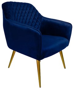 Poltrona Decorativa Versalhes Pés Palito Gold Veludo Azul Royal G15 - Gran Belo