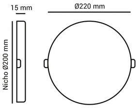 Luminária Semi Embutida Redondo 22W 4000K Led Bivolt Ø17X1,5Cm Downlig...