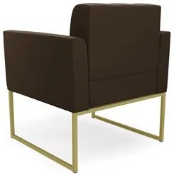 Poltrona Decorativa Base Industrial Dourado Ana Suede Marrom - Ibiza