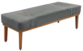 Cabeceira Cama Box Casal 140cm e Recamier Gênova Veludo Cinza S04 - D'Rossi