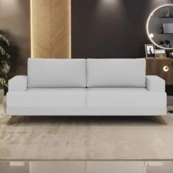 Sofá 3 Lugares 180cm Living Pés Curvos Santi D05 Linho Cinza - Mpozena