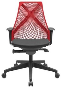 Cadeira Office Bix Tela Vermelha Assento Aero Preto Autocompensador Base Piramidal 95cm - 64024 Sun House