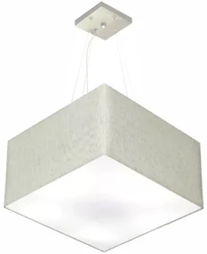 Lustre Pendente Quadrado Vivare Md-4075 Cúpula em Tecido 30/50x50cm - Bivolt