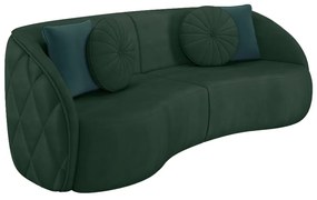 Sofá Decorativo 318cm com Almofadas Redondas Clarke Veludo Verde G45 - Gran Belo