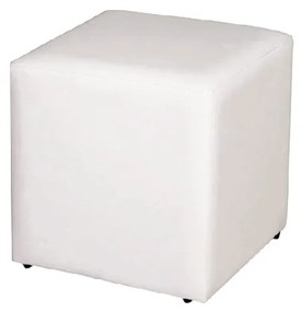 Puff Decorativo Quadrado Corino Branco 45X34X34Cm Orthovida