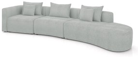 Sofá Curvo Decorativo Kimiko 437Cm 5 Lugares Sala de Estar com Chaise Bouclê Cinza G52 - Gran Belo