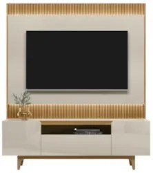 Painel Para TV 70 Pol Real e Rack Bancada Safira L06 Tauari/Off White