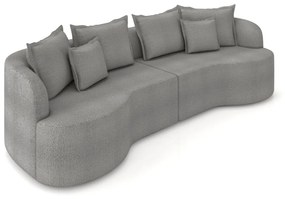 Sofá 4 Lugares Orgânico Living 250cm Mersa Bouclê Cinza K01 - D'Rossi