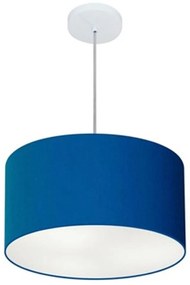 Lustre Pendente Cilíndrico Md-4099 Cúpula em Tecido 40x25cm Azul Marinho - Bivolt