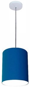Luminária Pendente Vivare Free Lux Md-4104 Cúpula em Tecido - Azul-Marinho - Canopla branca e fio transparente