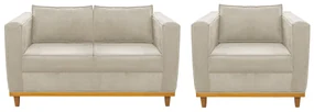 Kit Sofá 2 Lugares e Poltrona Europa Suede Bege ADJ Decor