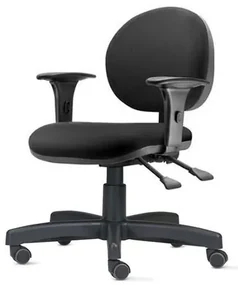 Cadeira 323 com Bracos Assento Crepe Preto Base Metalica - 54491 Sun House