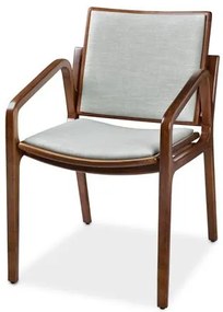 Cadeira Lara com Braço Linho Cinza Claro com Estrutura Castanho Medio - 74225 Sun House